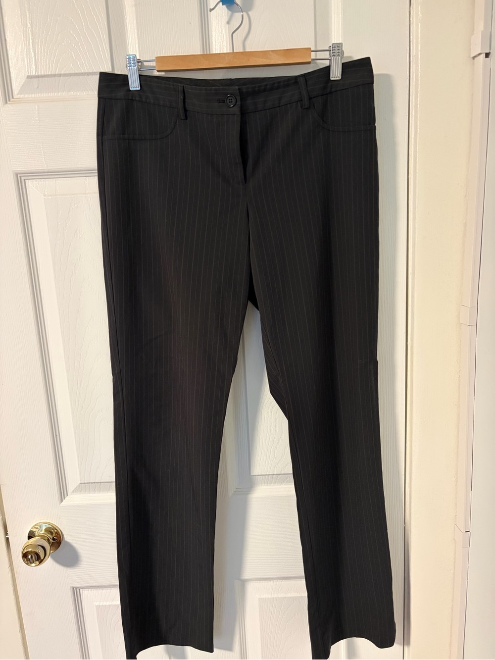 BCBGMaxAzria Black Pinstripe Straight-Leg Trousers